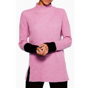 Nic & Zoe Cozy Ribbed Turtleneck Color Block Sweater